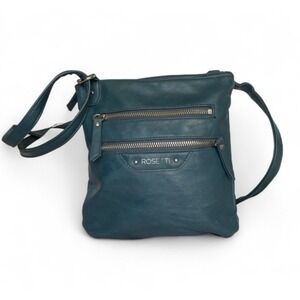 Vintage‎ Rosetti Crossbody Bag Purse Teal Blue 6 Pockets Adjustable Strap 90s